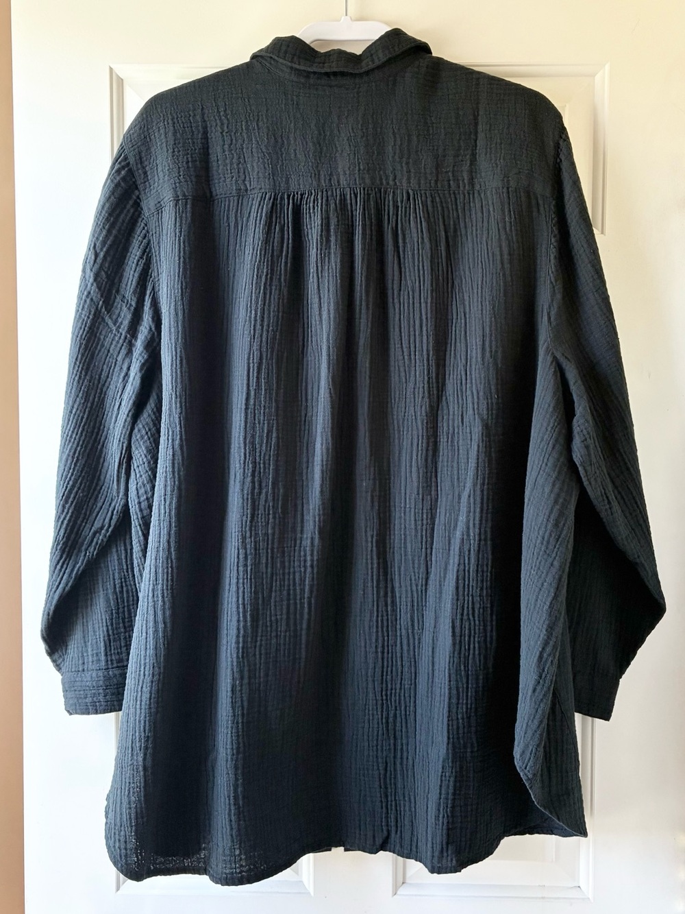 J. Jill Gauze Cotton Button-Up Shirt Textured Long Sleeve Black Size 3X - Picture 6 of 12